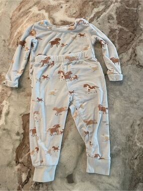 Angel Dear Horse Print Bamboo Pajamas Set Size 6-12 Months